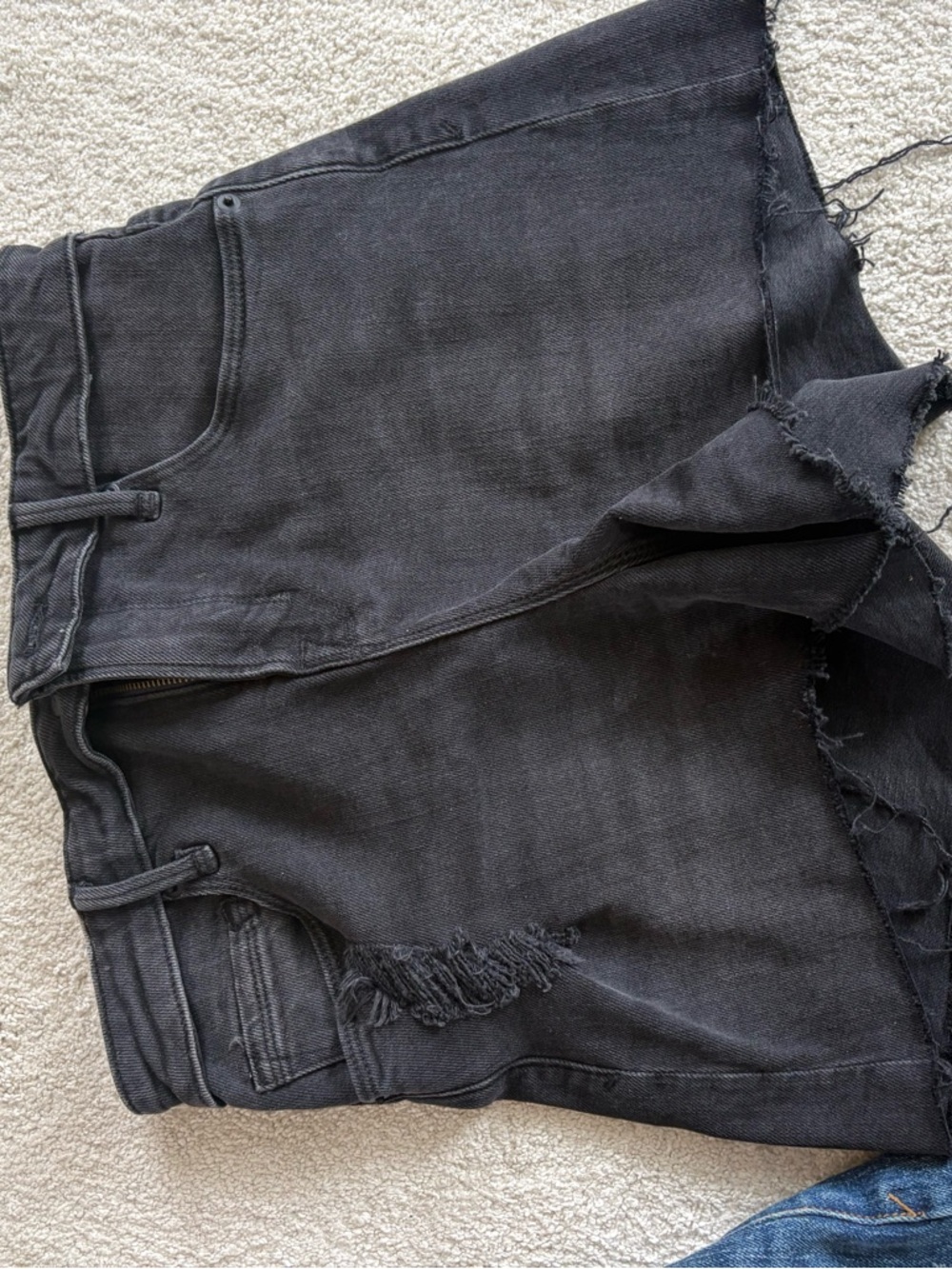 Good American Black Denim Skirt with Washed Detail